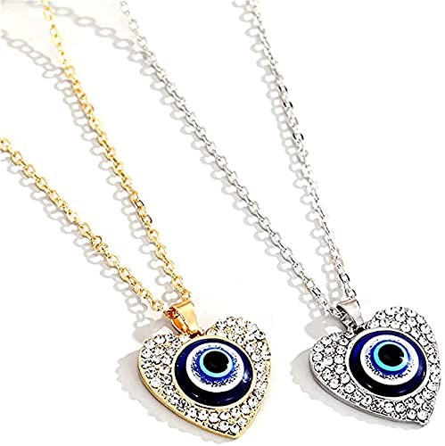 El Regalo Evil Eye Pendant Necklace for Girls & Women | Evil Eye Necklace Third Blue Eyes Amulet Protection Pendant for Girls & Women (Heart Golden)