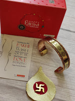 El Regalo 1 Copper OM Bracelet Rakhi for Brother/Bhai - Rakhi for Bhai with shagun, Rakhi Message Card in Rakhi Gift Box (Option-3)