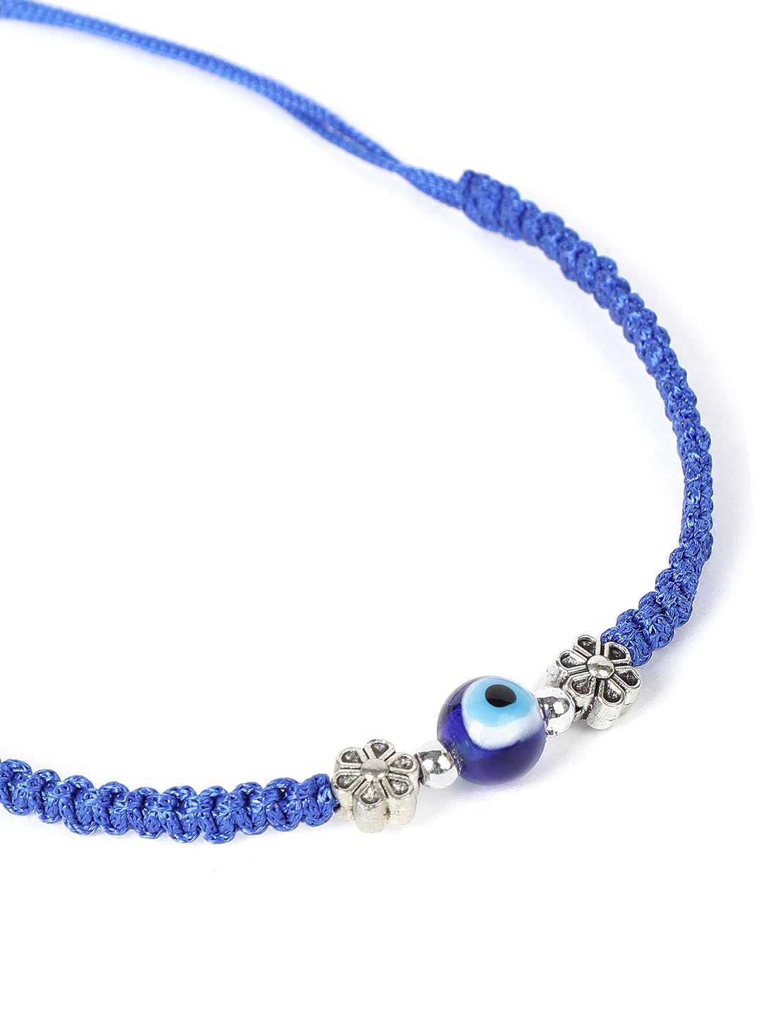 El Regalo 2PCs Cute Evil Eye Bracelet Rakhi Combo for Brothers/Bhai-Bhabhi- Fancy Evil Eye Rakhi with Roli Chawal in Rakshabandhan Gift Box (Blue & Red Flower Evil Eye)