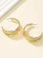 El Regalo Elegant Curved Leaf Gold Hoop Earrings- Minimalism Half Circle Feather Earrings for Girls & Women
