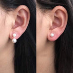 El Regalo Premium 2-Way Front Back Ear Jacket Earrings for Women & Girls | Convertible Cubic Zirconia CZ Studs & Pearl Drops | Elegant Korean Western Party Ear Cuffs for Pierced Ears (CZ Ear Jacket)