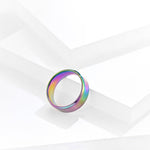 El Regalo Solid Stainless Steel 6mm Plain Classic Band Ring Comfort-Fit for Men Women- Anti Tarnish/Waterproof Plain Dome Stacking Simple Rings Bands Thumb Finger Ring (Rainbow Holographic, 19)