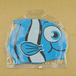 El Regalo Cartoon Fish Swimming Caps for Kids/Girls/Boys (4-16 Years Age Group)- Silicone Waterproof Stretchy Swimming Caps for Girls Boys for Long & Short Hair (Blue)
