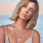 El Regalo Stunning Stainless Steel Herringbone Chain Layered Necklaces- 18K Gold/Silver Plated 3 Layers Snake Chain Choker Necklace (3 Layers Silver- Silver - Snake & Herringbone Chains)