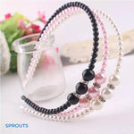 El Regalo 3 PCs Pearls Rehinestones Party Hairbands/Headbands for Girls- Pink, Black & White Pearl Beads Hairbands- Wedding Hair Accessories for Kids, Girls & Women