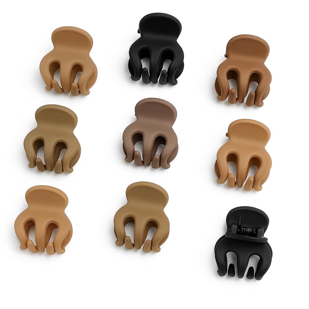 El Regalo 10 Pcs Matte Hair Claw Clips Box Pack - 2.5 cm Mini Claw Hair Styling Tools, Strong Grip Hair Accessories for Women & Girls