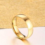 El Regalo Solid Stainless Steel 6mm Plain Classic Band Ring Comfort-Fit for Men Women- Anti Tarnish/Waterproof Plain Dome Stacking Simple Rings Bands Thumb Finger Ring (Gold, 21)