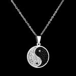 El Regalo CZ Yin Yang Unisex Pendant Necklace- Fancy, Surgical Stainless Steel, Waterproof Yin Yang Necklace