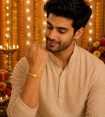 El Regalo Evil Eye Bracelet Rakhi for Brother with Roli Chawal in Gift Box (Yellow)