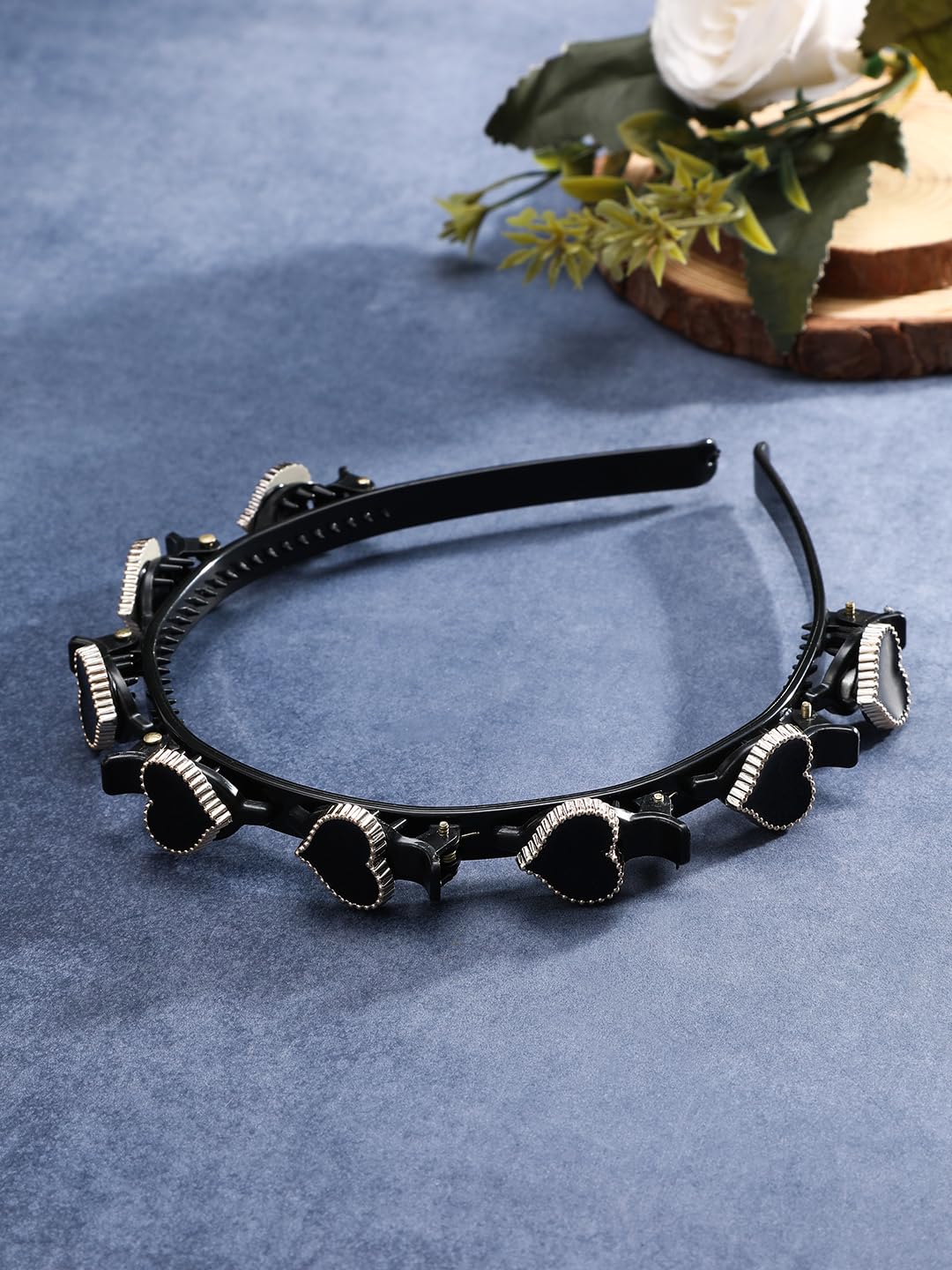 El Regalo 1PC Hair Hoop Clips Hair Comb Hairband Headband - Butterfly, Heart Hairbands-Sturdy DIY Women Braids Headwear for Girls & Women (Black Heart)