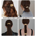 El Regalo 3PCS Gold Hair Ties, Metal Hair Ties for Thick Hair, Elegant Durable Geometric Design, Gold Hair Accessories Stretchy and Non-Damage Ponytail Cuff Holders, 3 Styles in Box