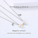 El Regalo Magnetic Butterfly BFF Necklaces for 2, Enamel Butterfly Friendship Magnetic Necklace for Teen Girls Women - Gift for Best Friends/Besties/Sisters (Multi Color Butterflies)