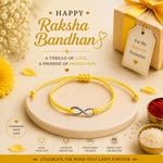 El Regalo 1PC Minimalist Infinity Rakhi for Brother- Simple Infinity Rakhi with Roli Chawal, Rakhi Message Card in Rakhi Gift box for Brother (Yellow)