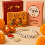 El Regalo Rakhi for Babies/Toddler/Baby Brother- 925 Silver Plated Bracelet Rakhi for Baby Brother with Roli Chanwal, Message Card in Rakshabandhan Box (Style-1)