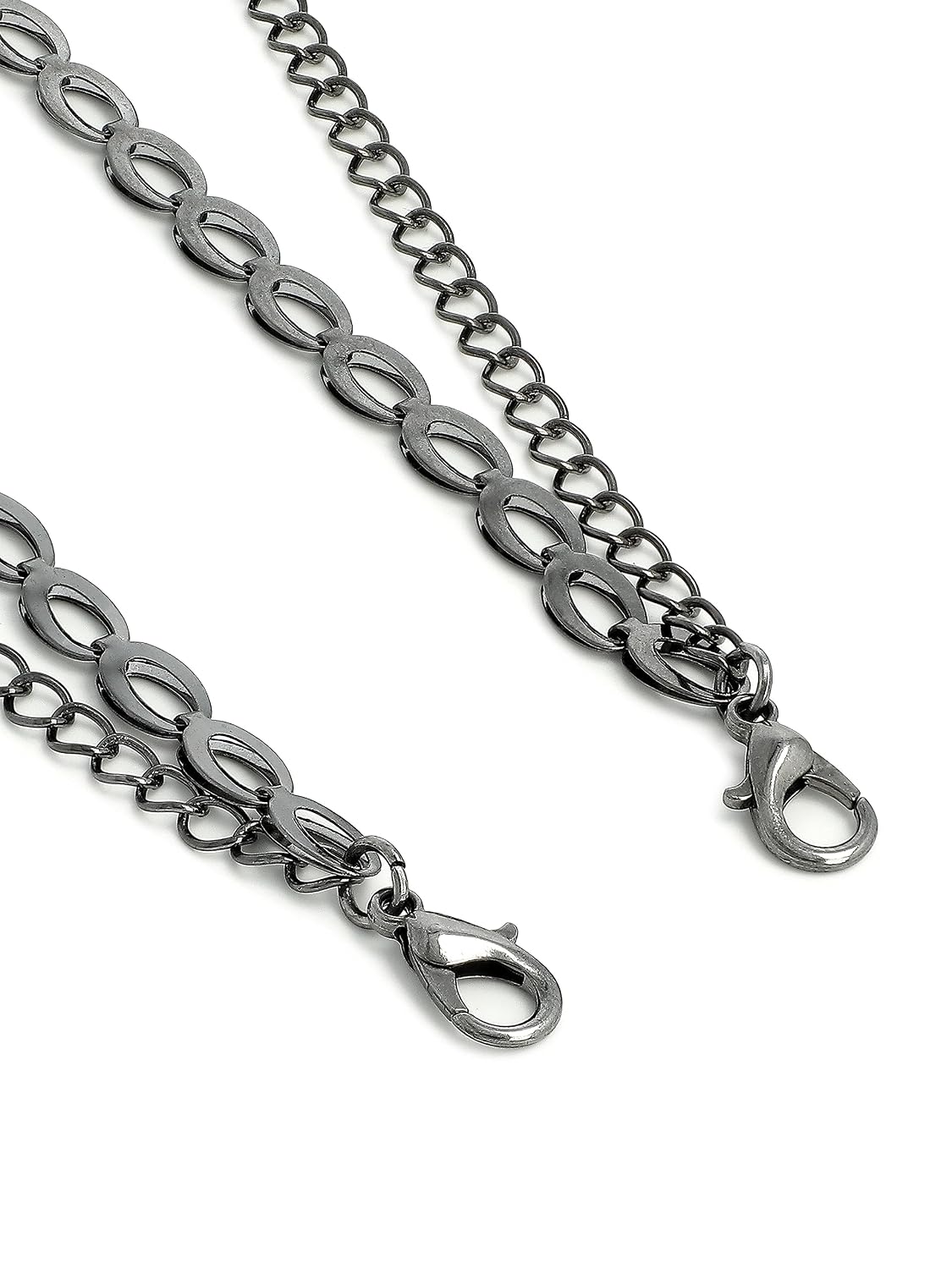 El Regalo 1 Pair Fancy Designer Chain Bra Straps for Off Shoulder Dresses or Wedding/Evening Gowns- Fancy Lingerie Straps Accessories (Gun Black)