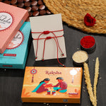 El Regalo 2PCs Red & Black String of Fate Bracelet Rakhi for Protection & Good Luck- 2Rakhis for Brother with Roli Chawal in Gift Box (Baby/Kids/Teens/Adults) (Heart Rakhis)