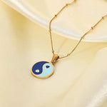 El Regalo 2 PCs Yin Yang Pendant Necklaces- Enamel Yin Yang Heart Flower Colorful Necklaces for Best Friends/Couple/Besties (Set-2)