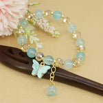 El Regalo 1 PC Butterfly Sparkly Crystal Beads Tassel Bracelet With Cute Enamel Butterfly Charms for Girls/Teens/Women (Blue)