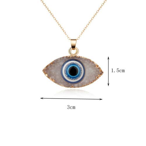 El Regalo Evil Eye Druzy Evil Eye Modern Pendant Necklace for Girls & Women (White)
