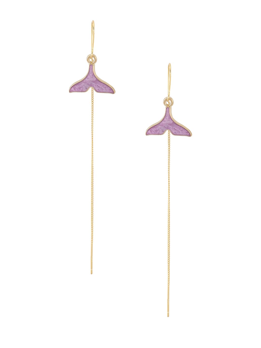El Regalo Womens 1 Pair Long Needle- Threader Earrings- Trendy, Contemporary, Fashionable Sui Dhaaga Earrings with Pearl-Shell, Butterfly, Pearl Drops, Heart, Mermaid Charms (Mermaid Threader)