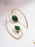 El Regalo Beautifully Handcrafted Gold Plated Brass Party Earrings- Trendy & Contemporary Stones Statement Earrings for Women (Dark Green)