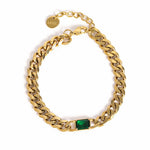 El Regalo 1 PC Stainless Steel Cuban Chain Bracelets Rakhi for Brother | 1 PC Anti Tarnish Stone Bracelet Rakhi with Roli- Chanwal, Message Card in Rakhi Gift Box for Bhai/Bhaiya (Green Stone Rakhi)