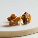 El Regalo Natural Stones Star Stud Earrings- Handcfated Wire Wrapped Celestial Star Earrings for Girls & Women (Brown Tiger Eye)