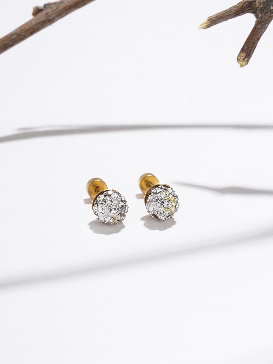 El Regalo 3 Pairs Cute Stainless Steel CZ Stud Earrings Combo for Kids/Girls/Teens/Women - Stars, Heart, Flower, Butterfly, Disco Ball, Stones - Hypoallergenic Flatback Earrings (Option-1)