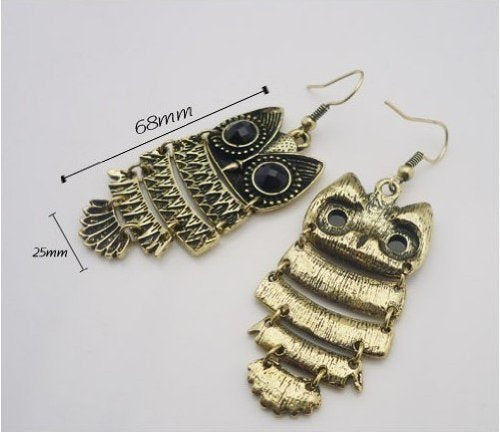 El Regalo Vintage Funky Brass Multi Layered Owl Earrings/Owl Danglers for Girls & Women