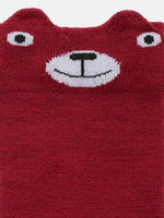 El Regalo 1 Pair Cute & Soft Fun Cartoon Animal Printed Funky Socks for Kids/Cute Animal Cartoon Print Lovely Combed Cotton High Knee Socks (3-8 Years) (Red Bear)
