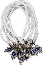 El Regalo 5PCs Evil Eye Hamsa Hand Rakhi Combo - Evil Eye Rakhi Set for Brother with Roli Chawal - 5 Lucky Kabbalah Blue Turkish Evil Eye Rakhi for Bhaiya/Bhai/Brother/Nephew (White)