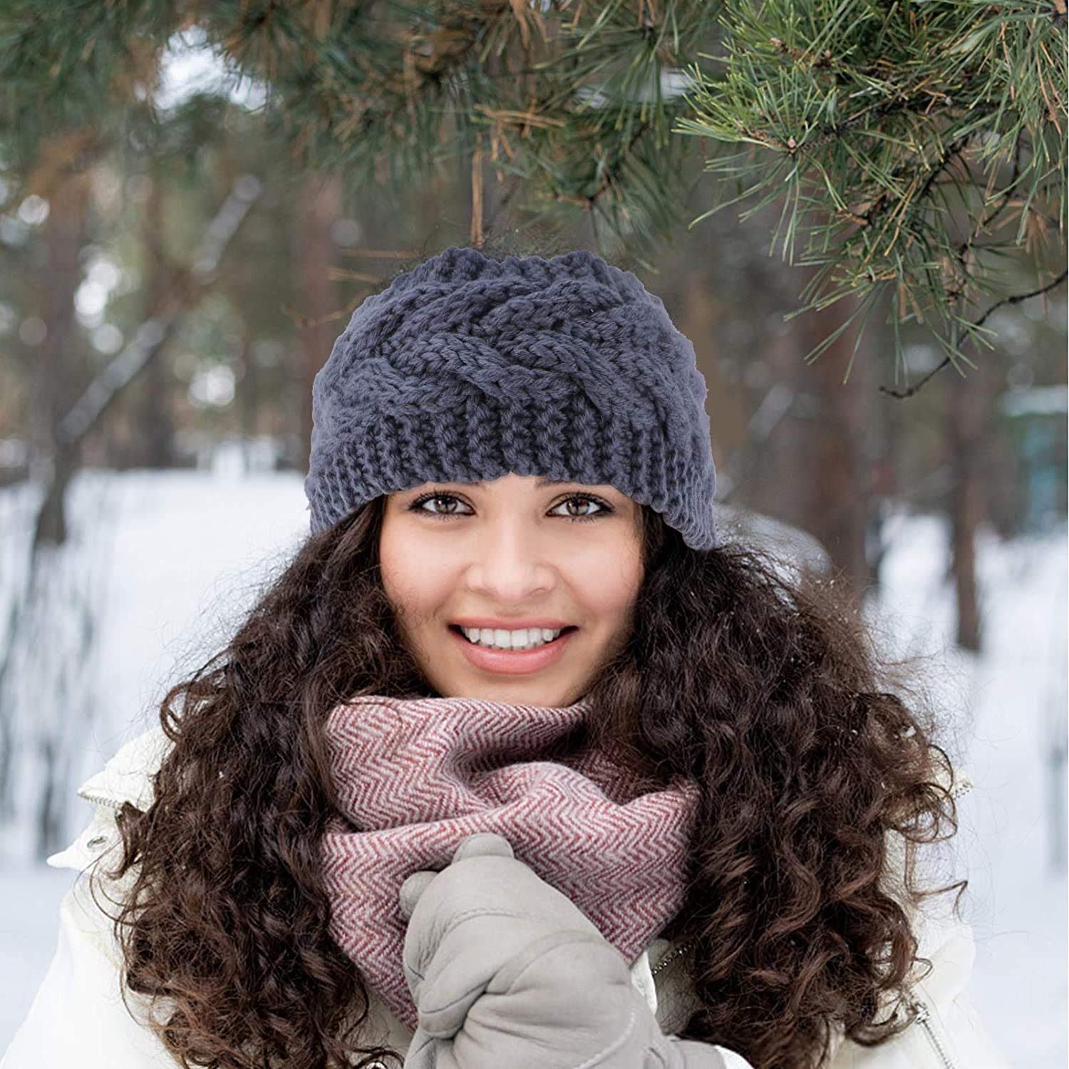 El Regalo Knitted Winter Twist Woolen Warm Headband with Buttons for Face Mask Cover | Cold Weather Hair Accessories Head Wrap | Winter Designer Headbands for Women & Men (Steel Blue)