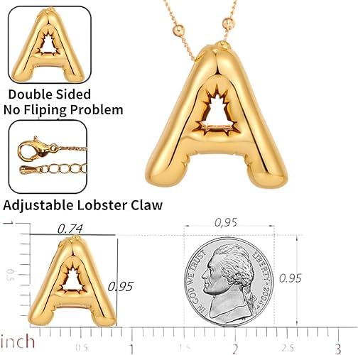 El Regalo Stainless Steel Bubble Letter- Balloon Initial Necklaces for Women Girls/Dainty Alphabet Pendant 14K Gold Plated Puffy Name Personalized Jewelry Gift (A Gold)