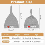 El Regalo 2 PCs I Love Papa/I Love Mama Soft Beanie Knot Unisex Caps for Babies Girls/Boys - Autumn- Spring Newborn Cozy Hat Knot Infant Hat (Grey Mama-Papa)