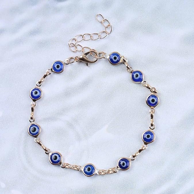 El Regalo Evil Eye Rakhi for Brother/Bhai with Roli Chawal, Rakhi Message Card in Rakhi Gift Box (Golden Blue)