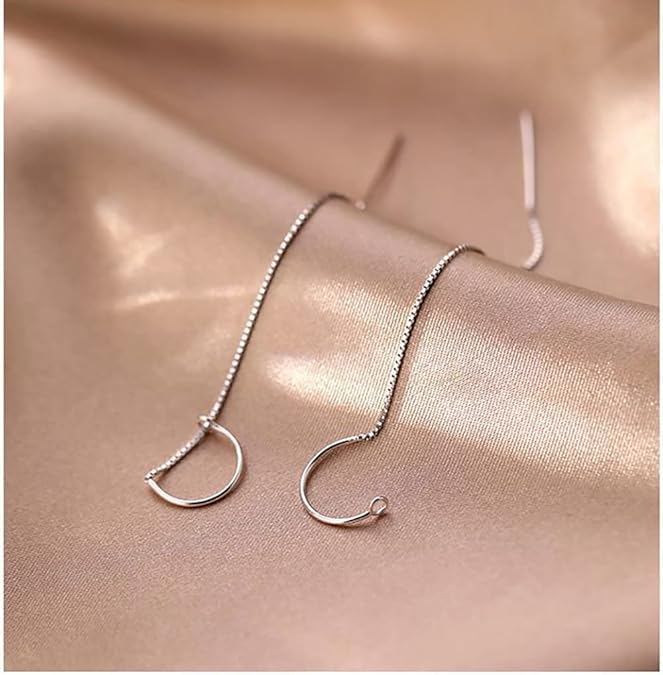 El Regalo Women's & Girl's Minimalist Threader Earrings- Unique & Elegant Sui Dhaga Threader Earrings (Silver)