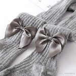 El Regalo 1 Pair Girls Combed Cotton Bow Tights Pantyhose Leggings Stocking Pants | Bow Socks Stockings for Girls (Gray)