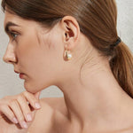 El Regalo Retro Chunky C Shaped Pearl Earrings | Open Waterdrop Hoop Earrings for Women & Girls - Fashionable, Elegant, Timeless Silver & Gold Design (Gold)