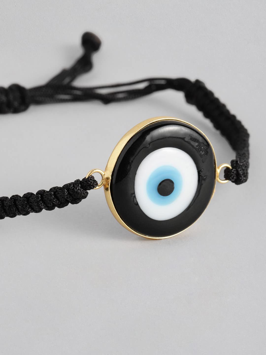 El Regalo Evil Eye Bracelet - Big Evil Eye Handmade Glass Lamp work Unisex Adjustable for Men & Women (Black)