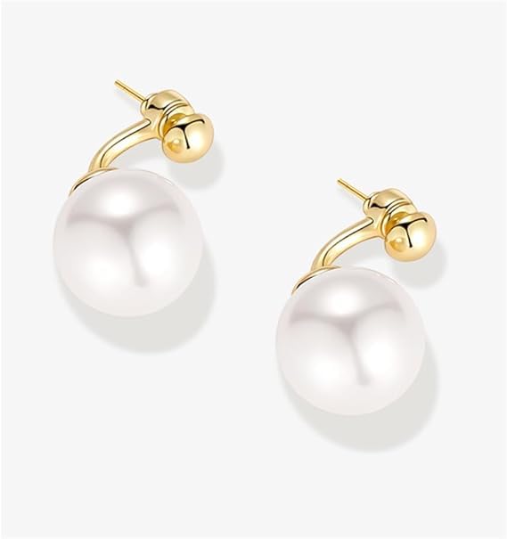 El Regalo Elegant Faux Pearl Earrings for Women - Elegant 18K Gold & Silver Plated Moti Jewelry Collection | Fancy Studs, Dainty Drops & Long Dangle Pearls Earrings for Girls (Style-10)