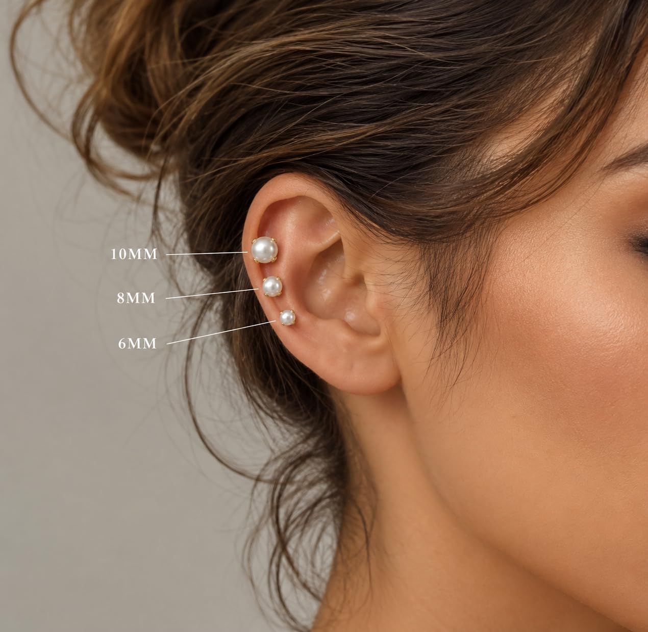 El Regalo Stainless Steel Pearl Stud Earrings Combo for Women & Girls | 3 Pairs Minimal Pearl Earrings Set | Hypoallergenic Gold Plated Round Cartilage Stud Earrings (Style-1)