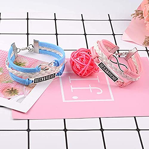 El Regalo Best Friend Infinity Pink & Blue Bracelets Set/BF Besties Unisex Bracelet Set for Friendship Day