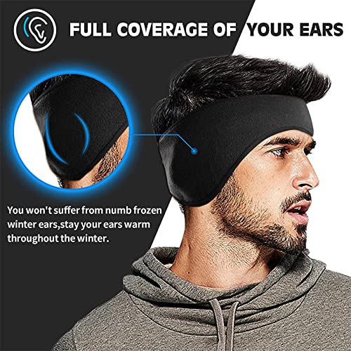 El Regalo 2 PCs Fleece Ear Warmers Headband Winter Ear Muffs for Men Women Kids in Cold Weather, Running Yoga Skiing Riding Bike Ear Cover (2 Blue)