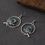 El Regalo Vintage Bohemian Blue Turquoise Kingfisher Bird Dangle Earrings for Women - Elegant Handcrafted Nature-Inspired Statement Jewelry