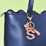 El Regalo Personalized Name Initials Butterfly Charm Keychain - Custom Letter Keyring with Pink Tassel & Butterfly Pendant, Purse, Bag, Backpack Accessory (S Letter)