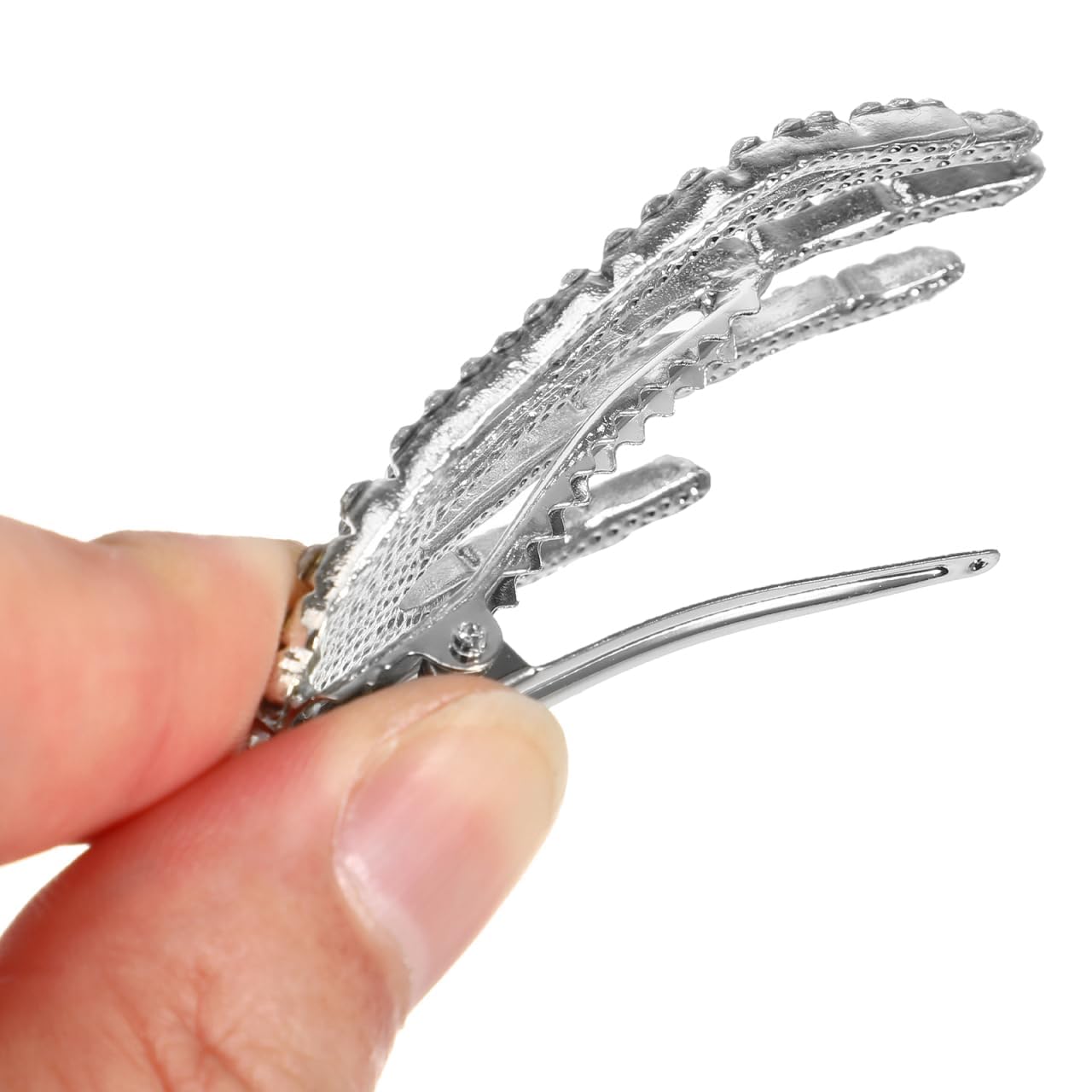 El Regalo 2PCs CZ Halloween Skeleton Hair Clips- Rhinestone Zombie Punk Rock Hand Hair Clip- Alligator Claws Barettes Clips- Halloween Costume/Accessories for Girls/Women (2 Silver)