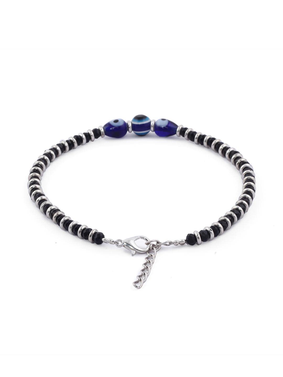 El Regalo 2 PCs Evil Eye Black Beads Nazaria Anklets Set- Evil Eye Anklet for Women & Girls (3 Round & Drop Evil Eye Anklets)