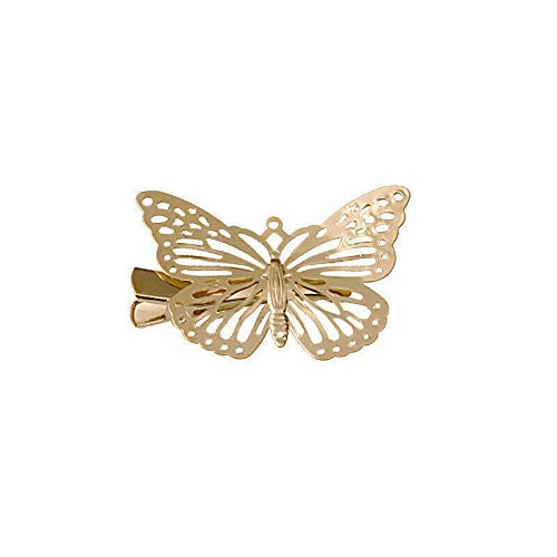 El Regalo 2 Pcs Barrette Hollow Out Golden Butterfly Metal Hair Clips For Girls & Women (Set Of 2) (1 Silver + 1 Golden)