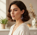 El Regalo Butterfly Drop Earrings for Women | Gold Plated Crystal Butterfly Dangle Earrings | Earrings for Girls | Cute Fashion Earrings (Purple)