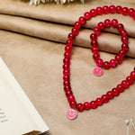 El Regalo 2 PCs Shiny Crackled Beads Kids Girls Necklace & Bracelet Jewelry Sets - Cute Kids Charms Jewelry with Sparkly Beads for Kids/Toddlers Girls (Smily Jewelry Set)